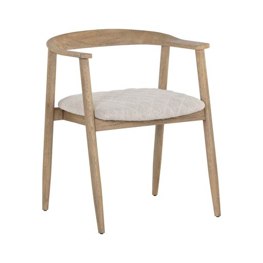 Sunpan Jeremy Dining Armchair in Dark Brown-Belfast Heather Grey / Weathered Oak-Dove Cream / Black