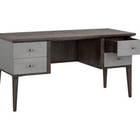 Sunpan Pattinson Desk Dark Brown-Grey Shagreen / White Ceruse-Cream Shagreen