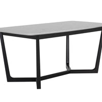 Sunpan Kali Dining Table 70.5" in Black - Grey Marble / Pale Honey - White Marble