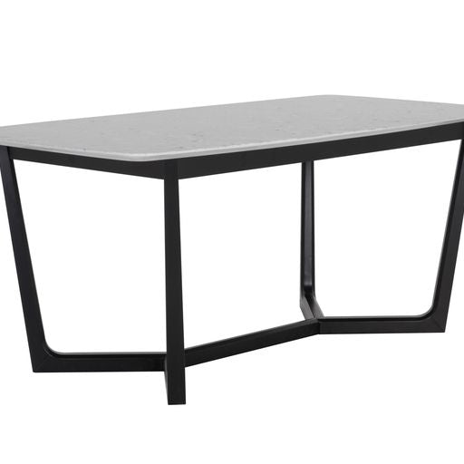 Sunpan Kali Dining Table 70.5" in Black - Grey Marble / Pale Honey - White Marble