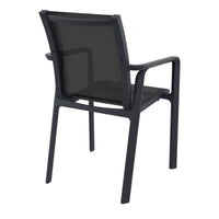 Compamia Pacific Sling Arm Chair Black, Dark Gray Frame Black Sling, Taupe Frame Taupe Sling, White Frame White Sling- Set of 4