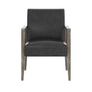 Sunpan Earl Dining Armchair in Ash Grey - Brentwood Charcoal / Natural - Pecan Leather