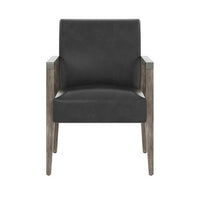 Sunpan Earl Dining Armchair in Ash Grey - Brentwood Charcoal / Natural - Pecan Leather