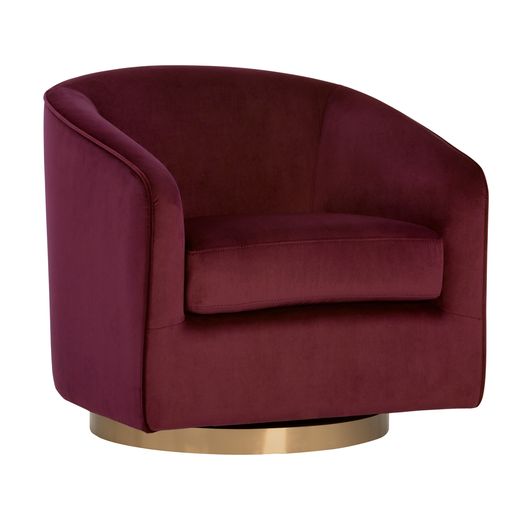 Sunpan Hazel Swivel Lounge Chair in Gold - Belfast Heather Grey / Black Sky / Blush Sky / Burgundy Sky / Deep Green Sky / Navy Blue Sky / Dark-Bronze Gold Sky