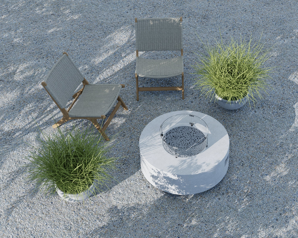 Sunset West Gravelstone Round Fire Table with Glass Surround