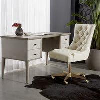 Sunpan Pattinson Desk Dark Brown-Grey Shagreen / White Ceruse-Cream Shagreen