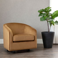 Sunpan Hazel Swivel Lounge Chair in Gold - Belfast Heather Grey / Black Sky / Blush Sky / Burgundy Sky / Deep Green Sky / Navy Blue Sky / Dark-Bronze Gold Sky