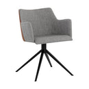 Sunpan Griffin Swivel Dining Armchair in November Grey - Bravo Cognac / Town Grey - Roman Grey