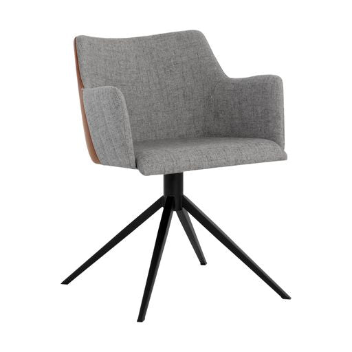 Sunpan Griffin Swivel Dining Armchair in November Grey - Bravo Cognac / Town Grey - Roman Grey