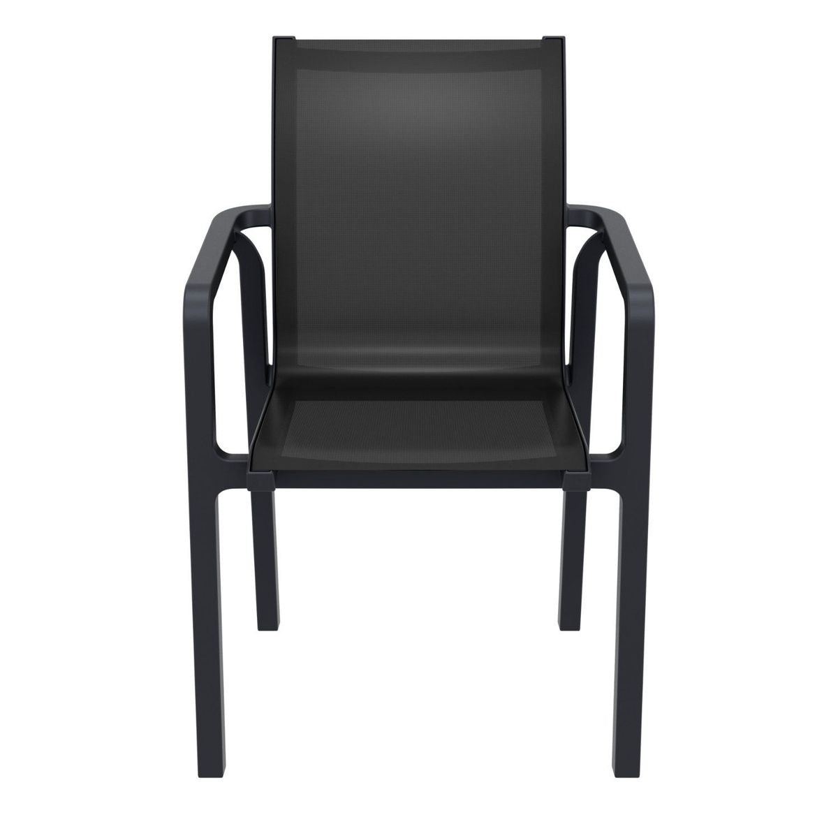 Compamia Pacific Sling Arm Chair Black, Dark Gray Frame Black Sling, Taupe Frame Taupe Sling, White Frame White Sling- Set of 4