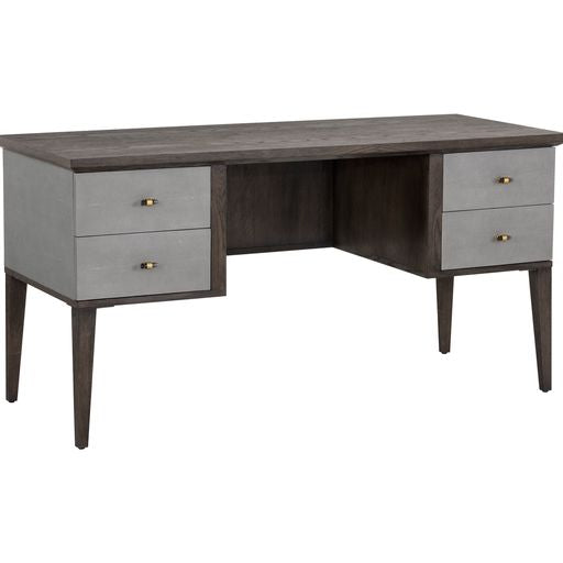 Sunpan Pattinson Desk Dark Brown-Grey Shagreen / White Ceruse-Cream Shagreen