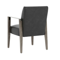 Sunpan Earl Dining Armchair in Ash Grey - Brentwood Charcoal / Natural - Pecan Leather