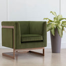 Sunpan Yvette Armchair Gold in Abbington Charred Brown /  Chacha Grey / Meg Olive