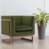 Sunpan Yvette Armchair Gold in Abbington Charred Brown /  Chacha Grey / Meg Olive