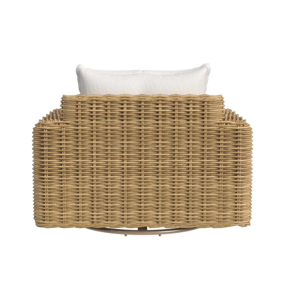 Sunset West Playa Oversized Swivel Club Chair in Soothe Pearl with Flange Welt