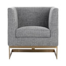 Sunpan Yvette Armchair Gold in Abbington Charred Brown /  Chacha Grey / Meg Olive
