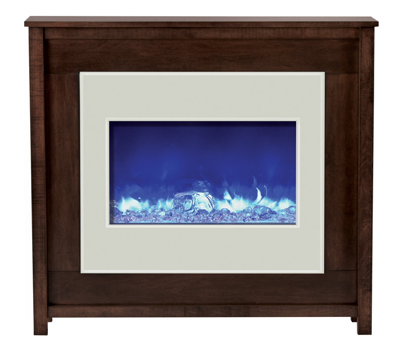 Amantii Electric Fireplace Zero Clearance Unit 30" with 32" x 26" White Glass Surround