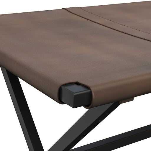 Sunpan Elon Bench - Vintage Cognac / Suede Light Tan Leather