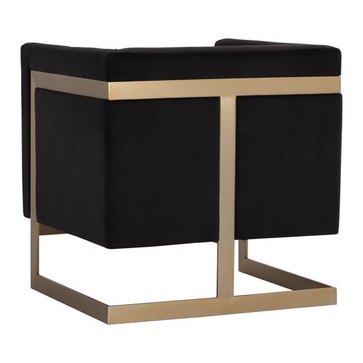 Sunpan Yvette Armchair Gold in Abbington Charred Brown /  Chacha Grey / Meg Olive