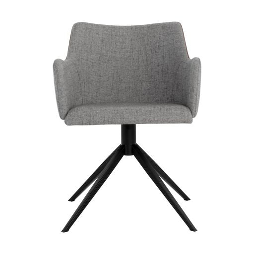 Sunpan Griffin Swivel Dining Armchair in November Grey - Bravo Cognac / Town Grey - Roman Grey
