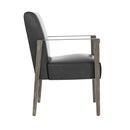 Sunpan Earl Dining Armchair in Ash Grey - Brentwood Charcoal / Natural - Pecan Leather