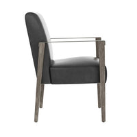 Sunpan Earl Dining Armchair in Ash Grey - Brentwood Charcoal / Natural - Pecan Leather