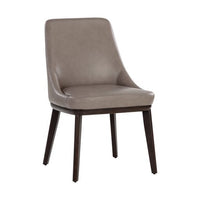 Sunpan Jody Dining Chair in Alpine Grey / Linea Light Grey / Missouri Mahogany Leather - Set of Two