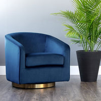 Sunpan Hazel Swivel Lounge Chair in Gold - Belfast Heather Grey / Black Sky / Blush Sky / Burgundy Sky / Deep Green Sky / Navy Blue Sky / Dark-Bronze Gold Sky