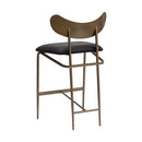 Sunpan Gibbons Counter Stool in Antique Brass -  Charcoal Black Leather / Black - Bravo Portabella