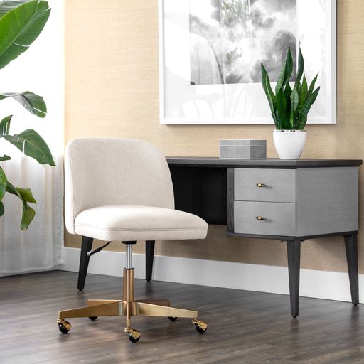 Sunpan Kenna Office Chair in Belfast Navy / Belfast Oatmeal